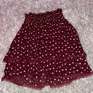 Hollister Skirt, Marron with White Polka Dots